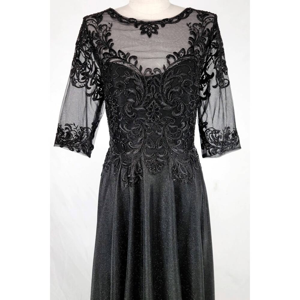 Chicas J006 Missy Maxi Dress Women L Blue Sparkly 3/4 Sleeve Formal Gown NWT - Picture 15 of 16